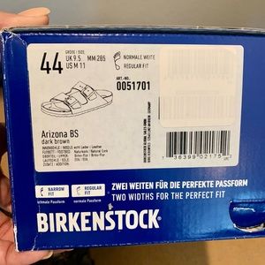 NEW in Box!  Mens Birkenstock ARIZONA Sandals Slides. Brown Leather Sz 11 (44)
